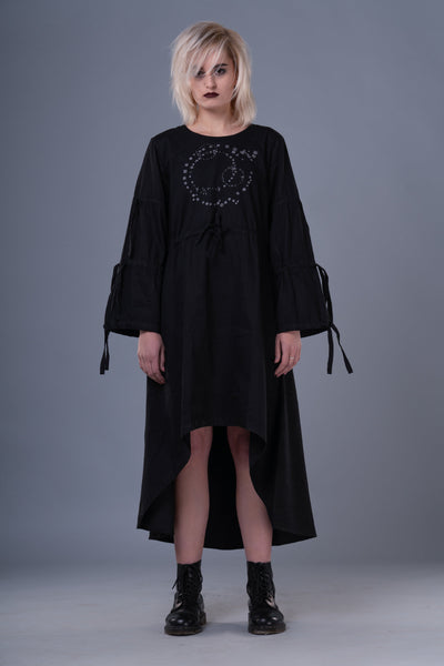 Shop Emerging Dark Conceptual Brand Anagenesis Black Braille Transformable Strand Dress at Erebus