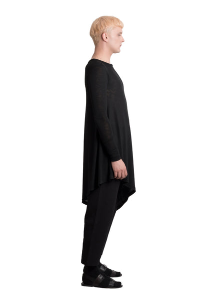 Shop Emerging Slow Fashion Genderless Brand Ludus Agender Brand Black Asymmetric Long Sleeve Tunic Top at Erebus