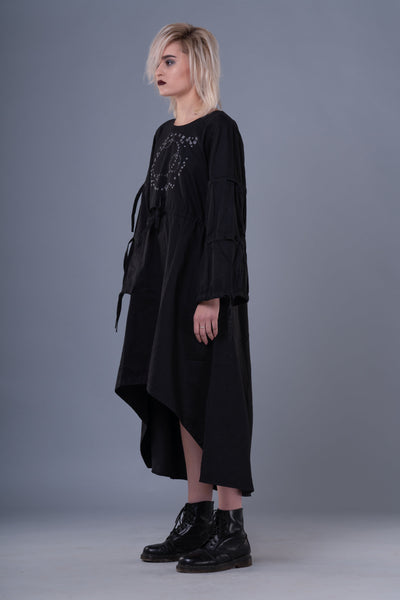 Shop Emerging Dark Conceptual Brand Anagenesis Black Braille Transformable Strand Dress at Erebus