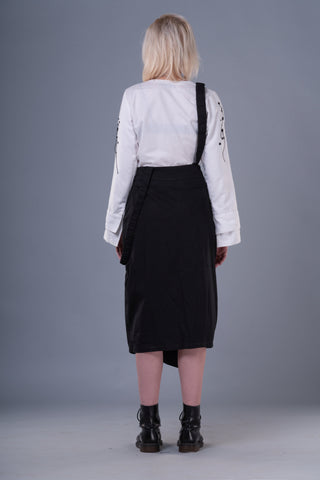Shop Emerging Dark Conceptual Brand Anagenesis Braille Black Cotton Veneer Skirt at Erebus