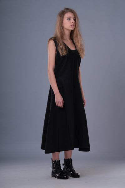 Shop Emerging Dark Conceptual Brand Anagenesis Black Sleeveless Braille Dress at Erebus