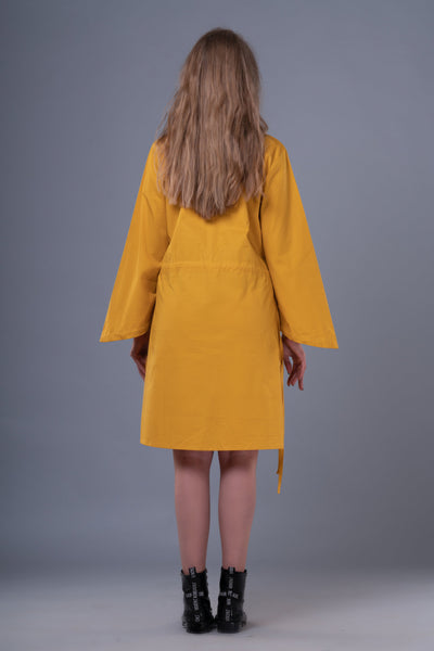 Shop Emerging Dark Conceptual Brand Anagenesis Mustard Braille Strand Dress at Erebus