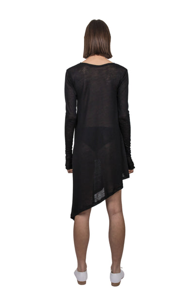 Shop Emerging Slow Fashion Genderless Brand Ludus Agender Brand Black Asymmetric Long Sleeve Tunic Top at Erebus