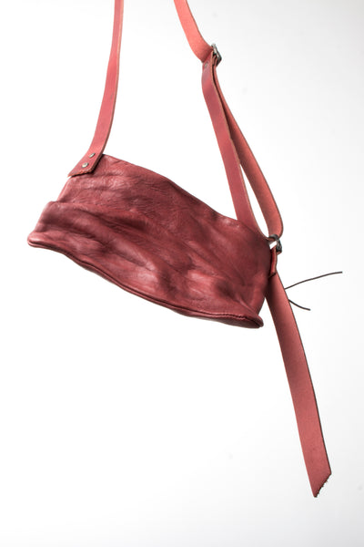 Shop Emerging Slow Fashion Avant-garde Artisan Leather Brand Gegenüber Red Woge Bum Bag at Erebus