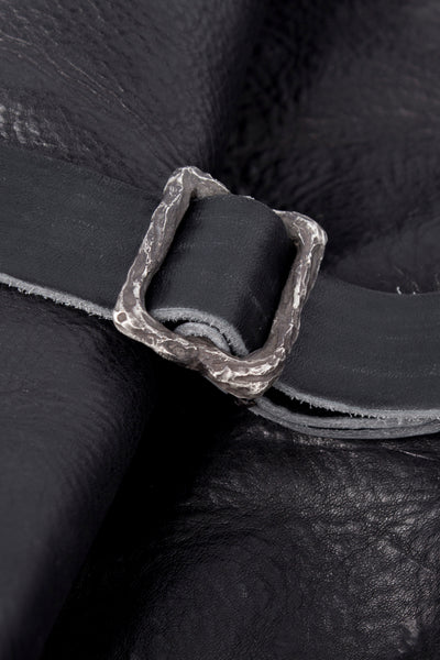 Shop Emerging Slow Fashion Avant-garde Artisan Leather Brand Gegenüber Black Ergrief Backpack at Erebus