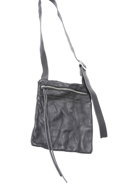 Shop Emerging Slow Fashion Avant-garde Artisan Leather Brand Gegenüber Black Hang 2 Mini Messenger Bag at Erebus
