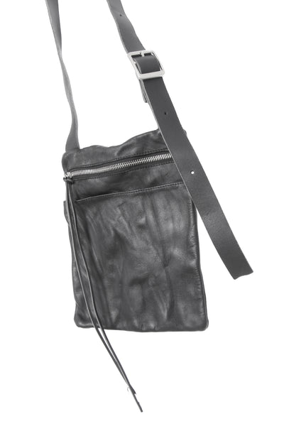 Shop Emerging Slow Fashion Avant-garde Artisan Leather Brand Gegenüber Black Hang 2 Mini Messenger Bag at Erebus