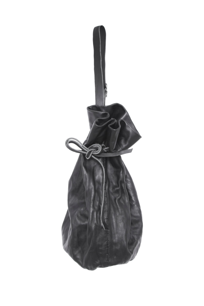 Shop Emerging Slow Fashion Avant-garde Artisan Leather Brand Gegenüber Black Wunde Gross 2 Large Gourd Bottle Bag at Erebus