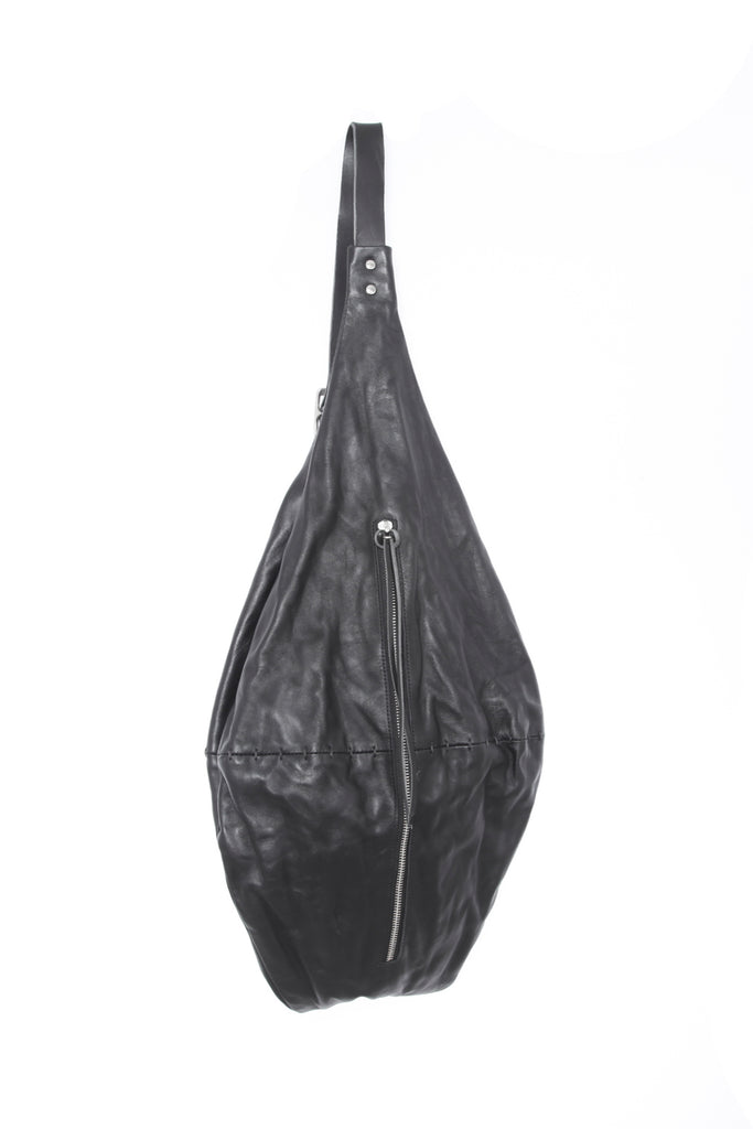 Shop Emerging Slow Fashion Avant-garde Artisan Leather Brand Gegenüber Black Wunde Mittel 2 Large Shoulder Messneger Bag at Erebus