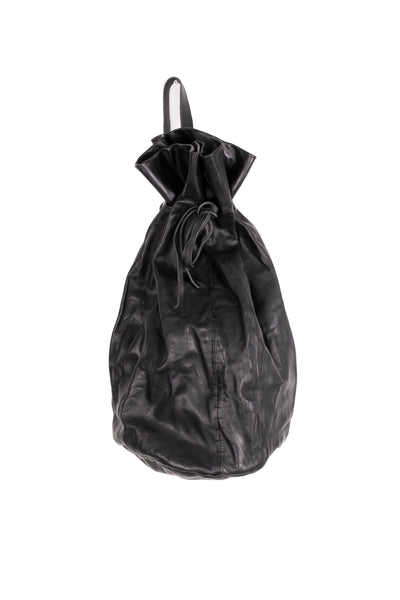 Shop Emerging Slow Fashion Avant-garde Artisan Leather Brand Gegenüber Black Wunde Gross Large Gourd Bottle Bag at Erebus