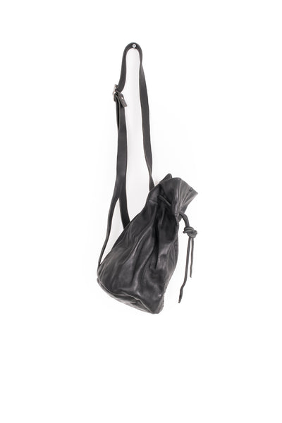 Shop Emerging Slow Fashion Avant-garde Artisan Leather Brand Gegenüber Black Wunde Klein Small Gourd Bottle Bag at Erebus