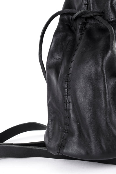 Shop Emerging Slow Fashion Avant-garde Artisan Leather Brand Gegenüber Black Wunde Klein Small Gourd Bottle Bag at Erebus