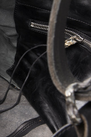 Shop Emerging Slow Fashion Avant-garde Artisan Leather Brand Gegenüber Black Kluft 1 Boston Bag at Erebus