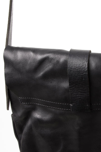 Shop Emerging Slow Fashion Avant-garde Artisan Leather Brand Gegenüber Black Reise 3 Messenger Bag at Erebus