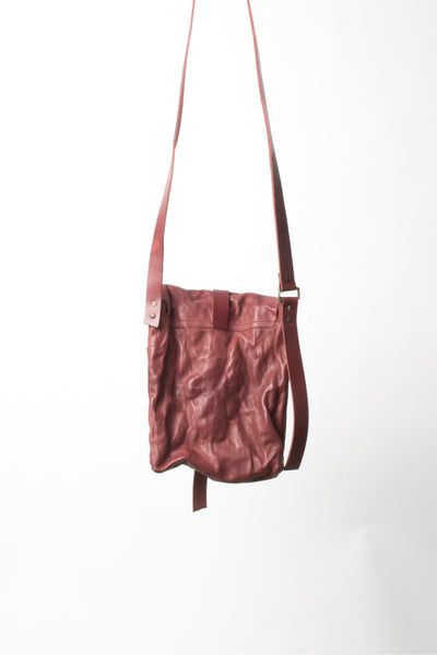 Shop Emerging Slow Fashion Avant-garde Artisan Leather Brand Gegenüber Red Reise 3 Messenger Bag at Erebus