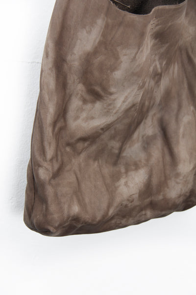 Shop Emerging Slow Fashion Avant-garde Artisan Leather Brand Gegenüber Sand Leather Hobo Shoulder Bag at Erebus