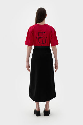 Shop emerging futuristic genderless designer Fuenf SS21 Collection Black A-Line Zip Skirt at Erebus