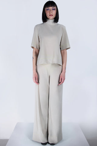 Shop emerging futuristic genderless designer Fuenf Metaphysics AW20 Collection Mesh Flared Pants at Erebus