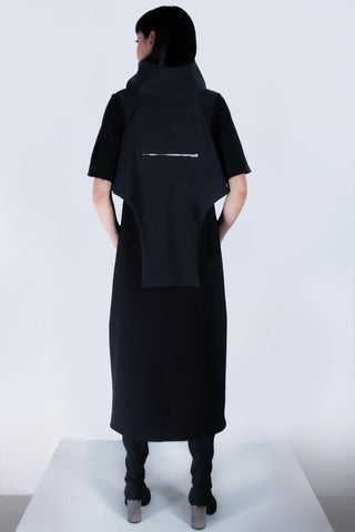 Shop emerging futuristic genderless designer Fuenf Metaphysics AW20 Collection Black 5 Way Transform Heavy Cotton Bag Vest at Erebus