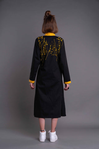 Shop Emerging Dark Conceptual Brand Anagenesis Albedo Collection Black and Yellow Wrapped Kimono Jacket at Erebus