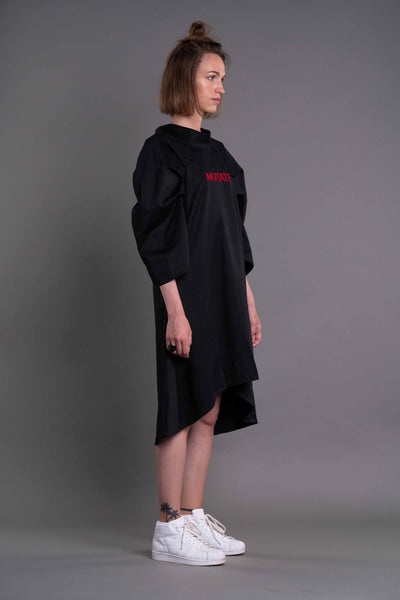 Shop Emerging Dark Conceptual Brand Anagenesis Albedo Collection Black Breach Dress at Erebus