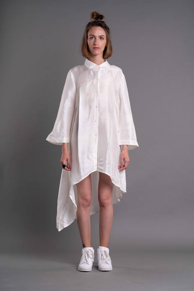 Shop Emerging Dark Conceptual Brand Anagenesis Albedo Collection White Asymmetric Intrusion Shirt at Erebus