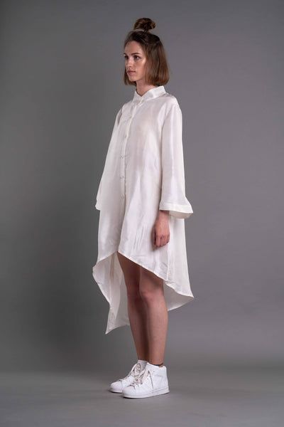 Shop Emerging Dark Conceptual Brand Anagenesis Albedo Collection White Asymmetric Intrusion Shirt at Erebus