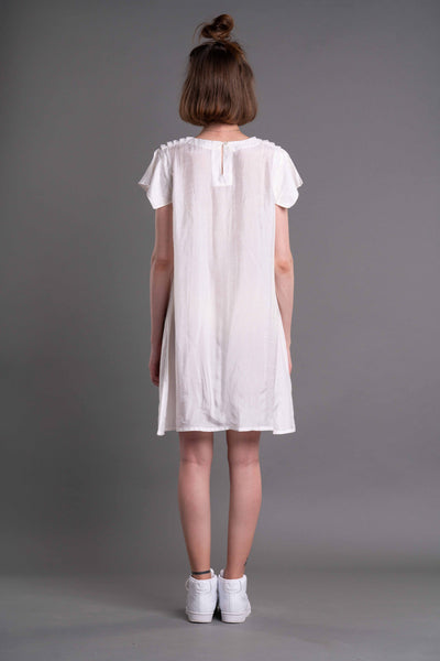 Shop Emerging Dark Conceptual Brand Anagenesis Albedo Collection White Braille Dress at Erebus