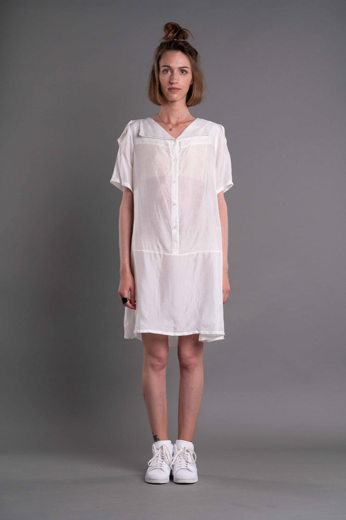Shop Emerging Dark Conceptual Brand Anagenesis Albedo Collection White Sailor Dress at Erebus