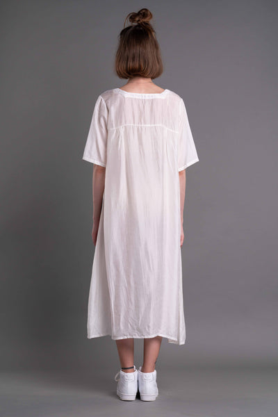 Shop Emerging Dark Conceptual Brand Anagenesis Albedo Collection White Braille Rain Dress at Erebus