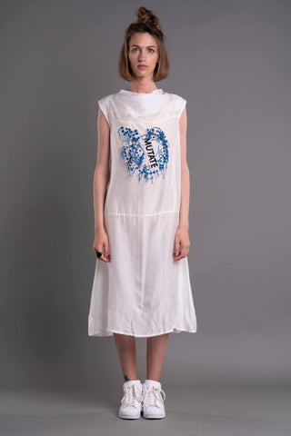 Shop Emerging Dark Conceptual Brand Anagenesis Albedo Collection White Cowl Neck Dress at Erebus