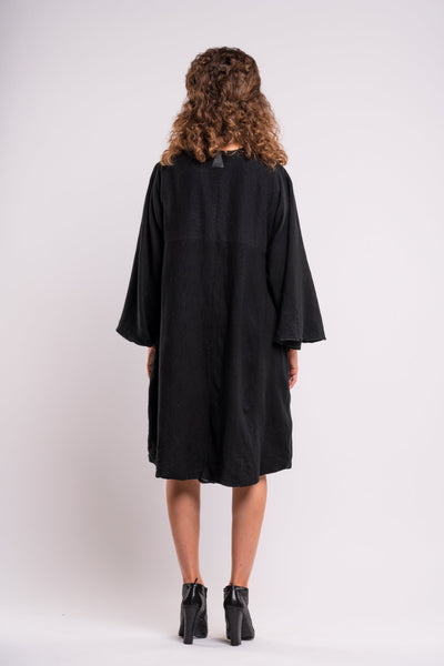 Shop emerging dark conscious fashion genderless brand Anoir by Amal Kiran Jana Black Jacket Dress at Erebus