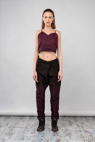 Shop emerging dark conscious fashion genderless brand Anoir by Amal Kiran Jana Dip Dyed Crossover Trousers at Erebus