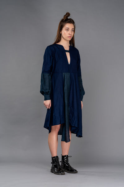 Shop Emerging Dark Conceptual Brand Anagenesis Indigo Layer Dress at Erebus