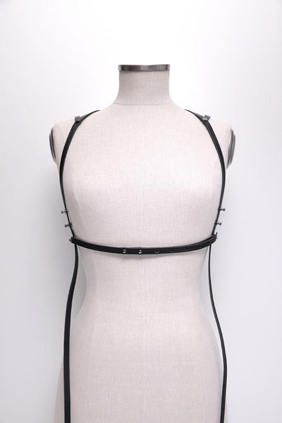Shop emerging slow fashion accessory brand Aumorfia black leather VXXL Harness Body Piece - Erebus - 6