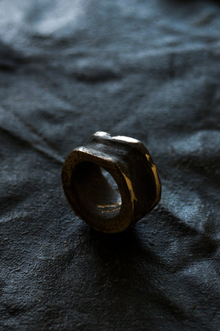 Shop Emerging Avant-garde Jewellery Brand Surface/Cast Blackened Bronze Absence Medium Ring at Erebus