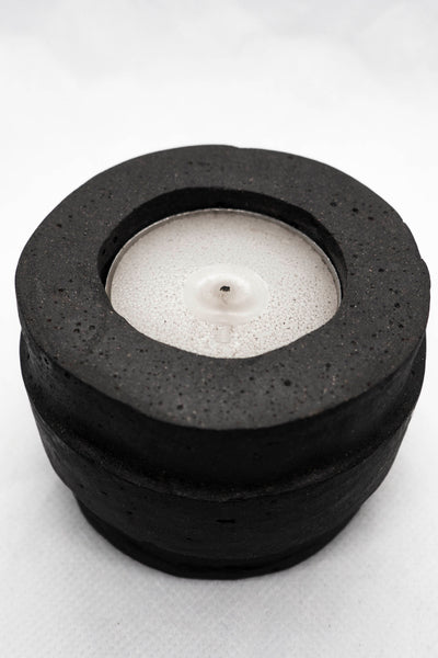 Shop Emerging Slow Fashion Brand Surface/Cast Black Concrete Absence Candle Holder at Erebus