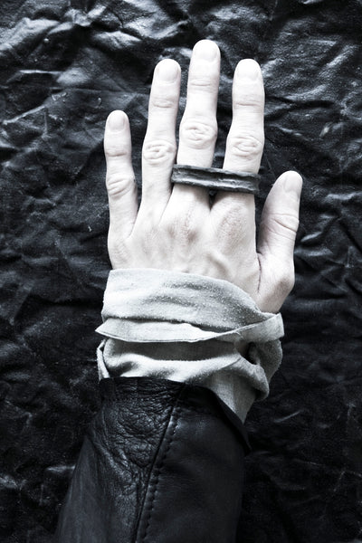 Shop Emerging Avant-garde Jewellery Brand Surface/Cast Black Concrete Absense Double Ring at Erebus