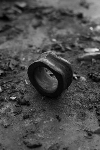 Shop Emerging Avant-garde Jewellery Brand Surface/Cast Black Concrete Absence Medium Ring at Erebus