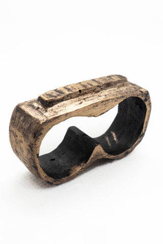 Shop Emerging Slow Fashion Avant-garde Jewellery Brand Surface Cast Blackened Bronze Alter Double Ring at Erebus