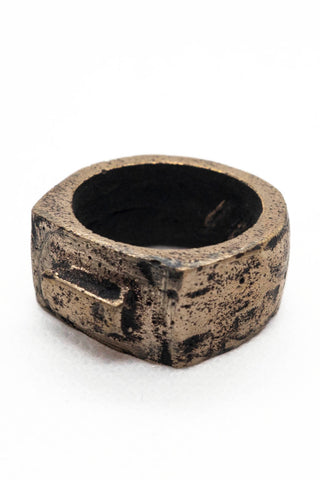 Shop Emerging Slow Fashion Avant-garde Jewellery Brand Surface Cast Blackened Bronze Alter Small Ring at Erebus