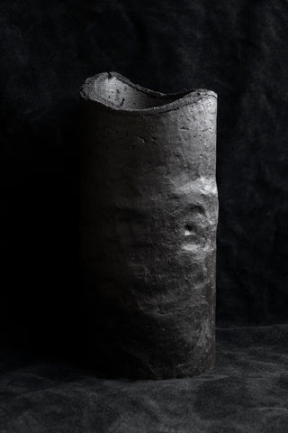 Shop Emerging Slow Fashion Avant-garde Jewellery Brand Surface Cast Black Signature Concrete Ascetic Vase at Erebus