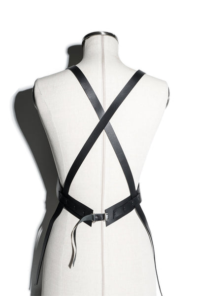Shop emerging slow fashion accessory brand Aumorfia IASIS Collection Black Leather Hiastee Harness Bodypiece at Erebus