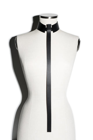 Shop emerging slow fashion accessory brand Aumorfia IASIS Collection Black Leather Messos Pendant Choker at Erebus