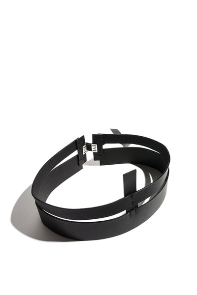 Shop emerging slow fashion accessory brand Aumorfia IASIS Collection Black Leather Orthon Belt at Erebus
