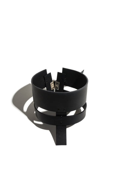 Shop emerging slow fashion accessory brand Aumorfia IASIS Collection Black Leather Orthon Choker Necklace at Erebus