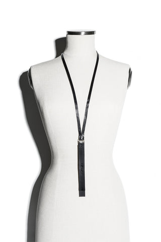Shop emerging slow fashion accessory brand Aumorfia IASIS Collection Black Leather Peihees Pendant Necklace at Erebus
