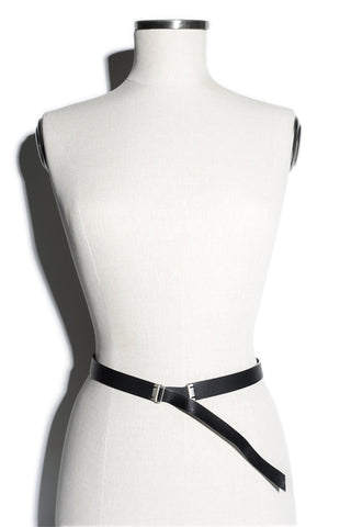 Shop emerging slow fashion accessory brand Aumorfia IASIS Collection Black Leather Stropheon Belt at Erebus