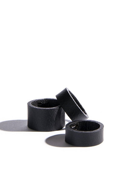Shop emerging slow fashion accessory brand Aumorfia black leather PS Ring Set with PL Ring - Erebus - 3
