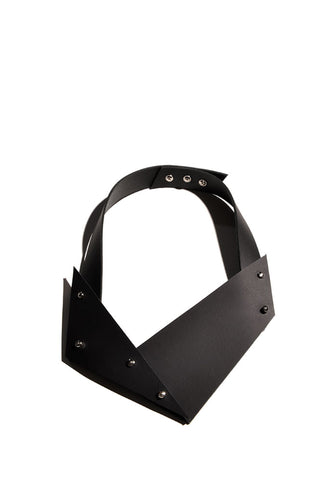 Shop emerging slow fashion accessory brand Aumorfia black leather POL necklace - Erebus